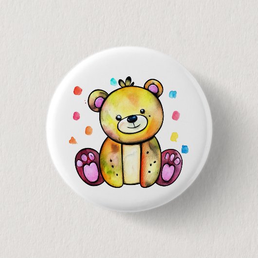 かわいいクマクールテディ前向き 缶バッジ (正面)