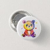 かわいいクマクールテディ前向き 缶バッジ (正面&裏面)