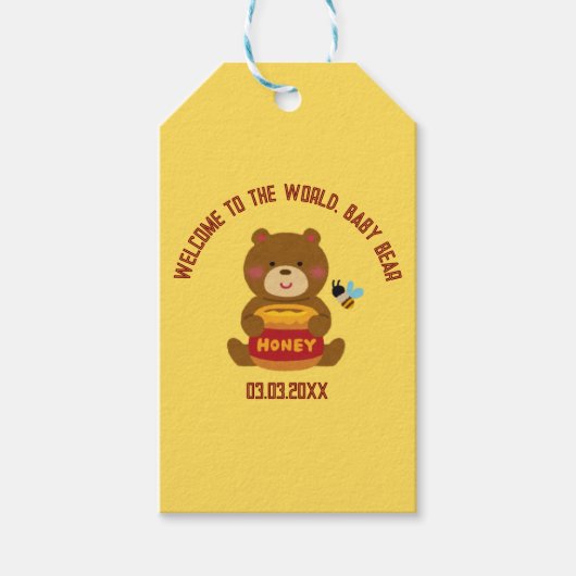 かわいいクマテーマ男の子ベビーシャワーギフトラベル ギフトタグ (正面)