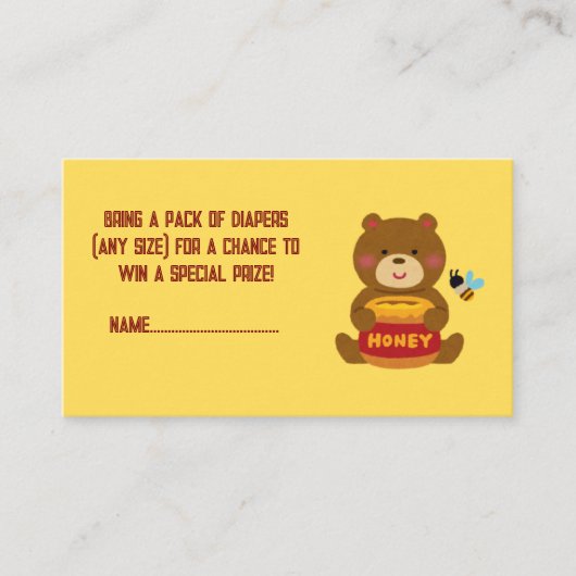 かわいいクマテーマ男の子ベビーシャワー エンクロージャーカード (正面)