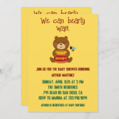 かわいいクマテーマ男の子ベビーシャワー 招待状 (正面/裏面)