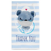 かわいいクマナースメディカルマスクをかぶってありがとう スモールペーパーバッグ (裏面)