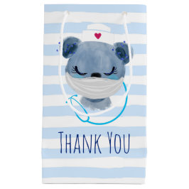 かわいいクマナースメディカルマスクをかぶってありがとう スモールペーパーバッグ