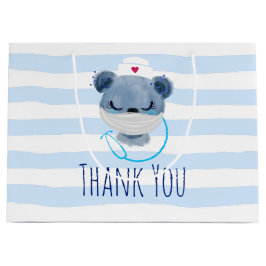 かわいいクマナースメディカルマスクをかぶってありがとう ラージペーパーバッグ