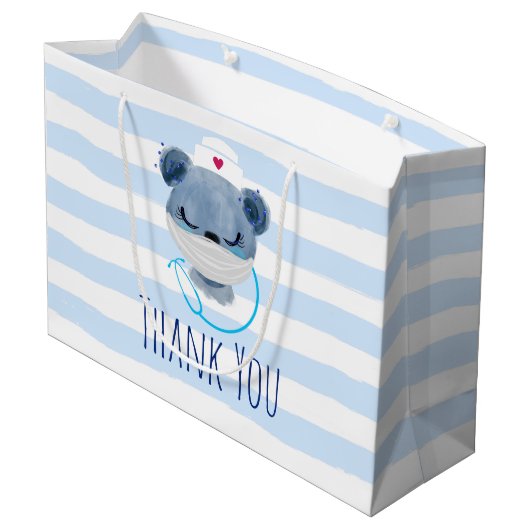 かわいいクマナースメディカルマスクをかぶってありがとう ラージペーパーバッグ (裏面アングル)