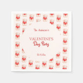 かわいいクマハートバレンタインデーパーティー スタンダードカクテルナプキン (正面)