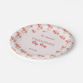 かわいいクマハートバレンタインデーパーティー ペーパープレート (アングル)