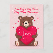 かわいいクマハート枕心からのクリスマスメッセージ シーズンポストカード (正面)