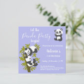 かわいいクマパンダパーティーボーイ誕生日 招待状 (スタンド正面)
