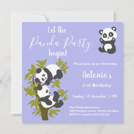 かわいいクマパンダパーティーボーイ誕生日 招待状