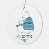 かわいいクマパーソナライズされたのクリスマスはビッグブラザー セラミックオーナメント (左)