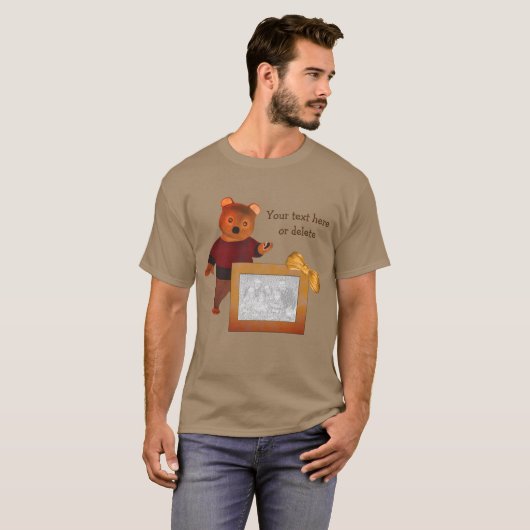 かわいいクマパーソナライズされたの写真枠 Tシャツ (正面フル)