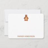 かわいいクマパーソナライズされたキッズ文房具ノートカード サンキューカード (正面)