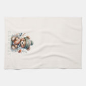 かわいいクマパーソナライズされたフットボール キッチンタオル (横)