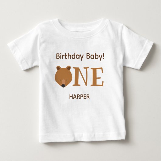 かわいいクマ一名一歳の誕生日 ベビーTシャツ (正面)