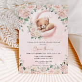 かわいいクマ三日月赤面フローラ赤ちゃんシャワー 招待状