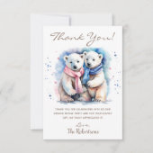 かわいいクマ冬の動物ジェンダーがパーティー サンキューカード (正面)
