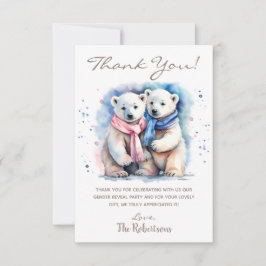 かわいいクマ冬の動物ジェンダーがパーティー サンキューカード