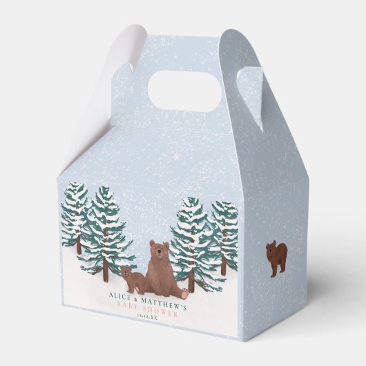 かわいいクマ冬の赤ちゃんシャワーのお気に入り フェイバーボックス (裏面サイド)