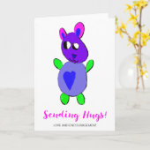 かわいいクマ勇気付けられる応援に駆け込む カード (黄色い花)