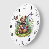 かわいいクマ好きの動物 ラージ壁時計 (傾斜)