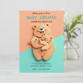 かわいいクマ家族の赤ちゃんシャワーカード 招待状 (スタンド正面)