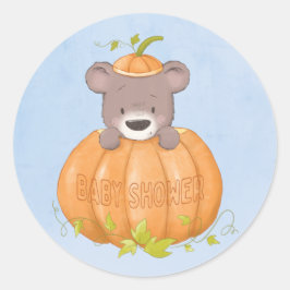かわいいクマ小さなかぼちゃの赤ちゃんシャワー ラウンドシール