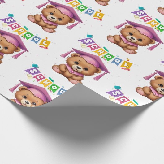かわいいクマ幼稚園卒業招待状 ラッピングペーパー (角)