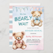 かわいいクマ性別リビールベビーシャワー招待状 招待状 (正面/裏面)