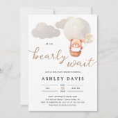 かわいいクマ我々は心待ちできるスクリプト赤ちゃんシャワー 招待状 (正面)
