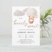 かわいいクマ我々は心待ちできるスクリプト赤ちゃんシャワー 招待状 (スタンド正面)