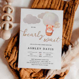 かわいいクマ我々は心待ちできるスクリプト赤ちゃんシャワー 招待状