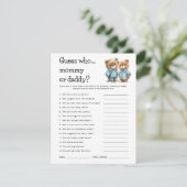 かわいいクマ推測誰がママパパ赤ちゃんシャワーのゲームカード 招待状 (スタンド正面)