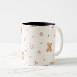 かわいいクマ柄マグカップデザイン ツートーンマグカップ