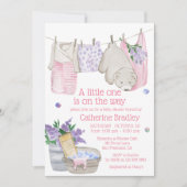 かわいいクマ洗い日水色ベビーシャワー 招待状 (正面)