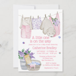 かわいいクマ洗い日水色ベビーシャワー 招待状