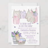 かわいいクマ洗い日水色ベビーシャワー 招待状 (正面)