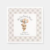 かわいいクマ男の子の赤ちゃんシャワーを待つことができる スタンダードカクテルナプキン (正面)