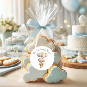 かわいいクマ男の子の赤ちゃんシャワーを待つことができる ラウンドシール