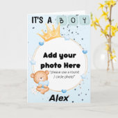 かわいいクマ男の子グリーティングカード カード (黄色い花)