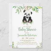 かわいいクマ男女兼用の緑の赤ちゃんシャワー 招待状 (正面)