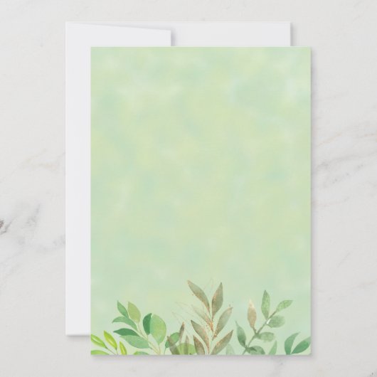 かわいいクマ男女兼用の緑の赤ちゃんシャワー 招待状 (裏面)