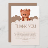 かわいいクマ男女兼用の赤ちゃんシャワー サンキューカード (正面/裏面)