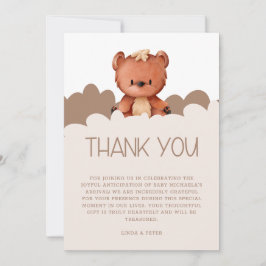 かわいいクマ男女兼用の赤ちゃんシャワー サンキューカード