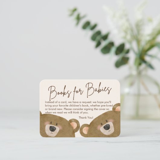 かわいいクマ私たちは良く待つことができジェンダー赤ちゃんシャワー エンクロージャーカード (スタンド正面)