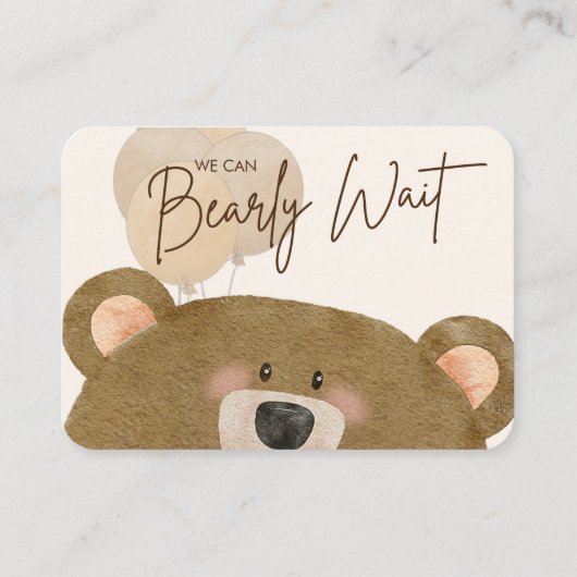 かわいいクマ私たちは良く待つことができジェンダー赤ちゃんシャワー エンクロージャーカード (裏面)