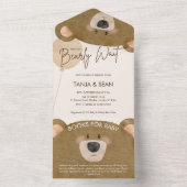 かわいいクマ私たちは良く待つことができジェンダー赤ちゃんシャワー オールインワン招待状 (内側)
