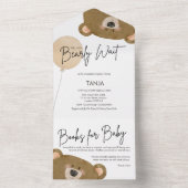 かわいいクマ私たちは良く待つことができジェンダー赤ちゃんシャワー オールインワン招待状 (内側)