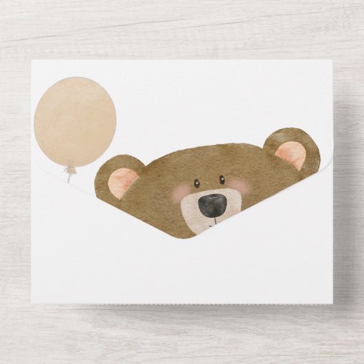かわいいクマ私たちは良く待つことができジェンダー赤ちゃんシャワー オールインワン招待状 (裏面)