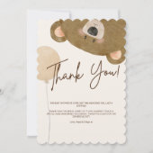かわいいクマ私たちは良く待つことができジェンダー赤ちゃんシャワー サンキューカード (正面)